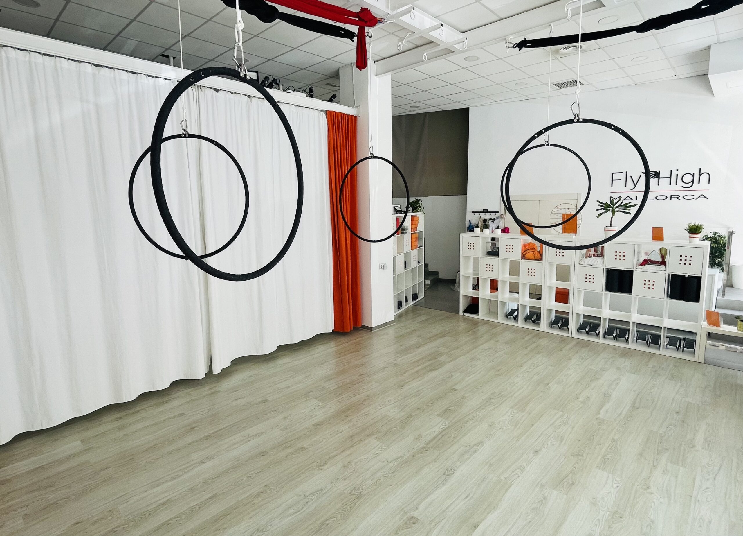 aerial hoop studio with black hoop