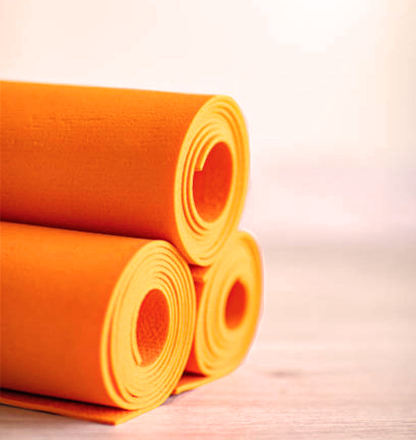 orange mats with beige background